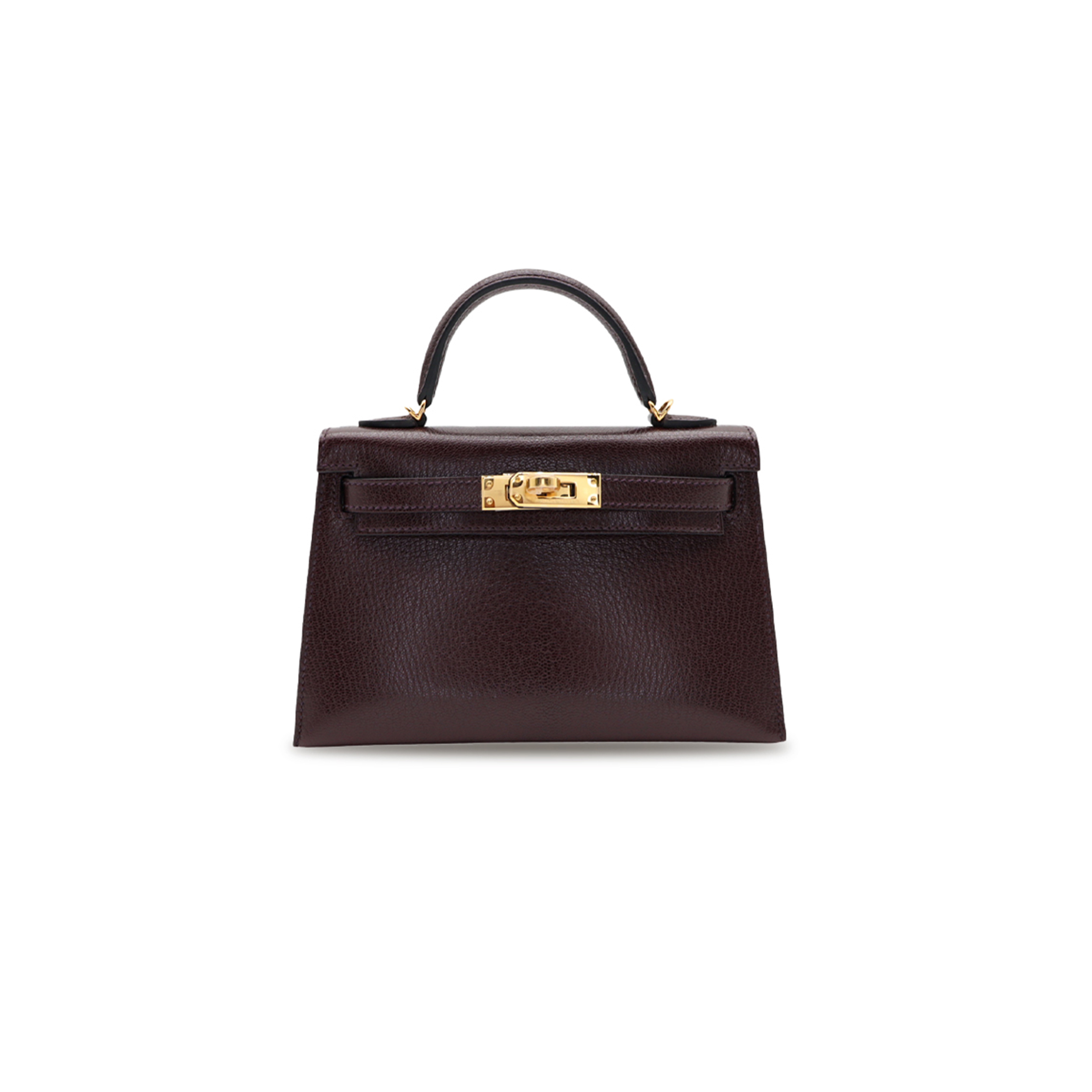 HERMÈS KELLY II SELLIER MINI ROUGE SELLIER CHEVRE LEATHER GOLD HARDWARE (19*12*5.5cm) 